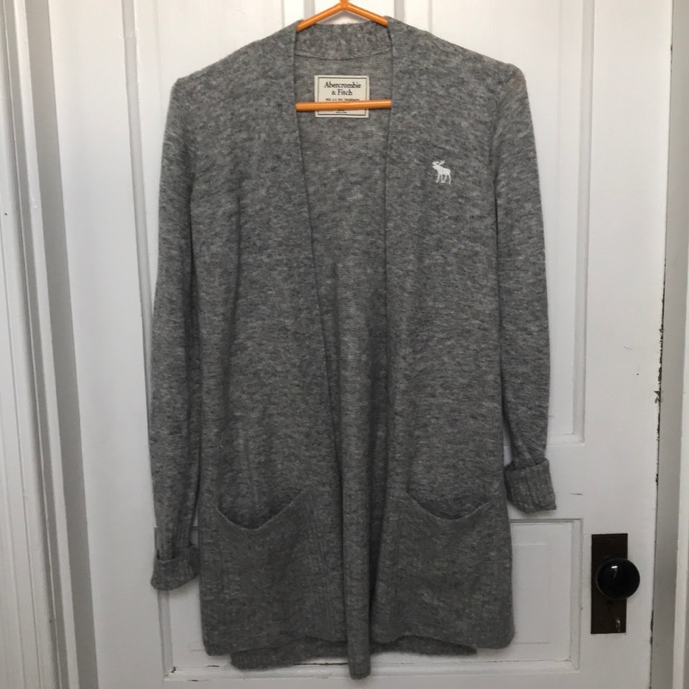 Long Grey Abercrombie Cardigan with Pockets